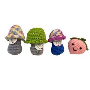Handmade Crochet Plush/Plushie Mushrooms Peach Love Gift Multi Color Set Of 4